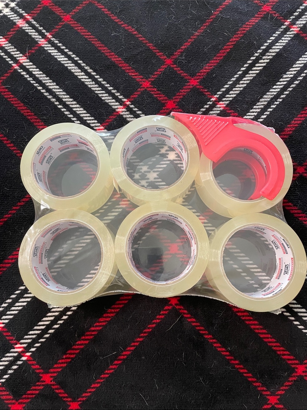 Clear Packing Tape Rolls with Red Dispenser
